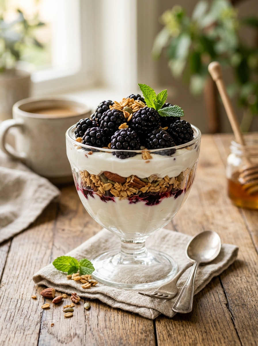 Yogurt and blackberry parfait